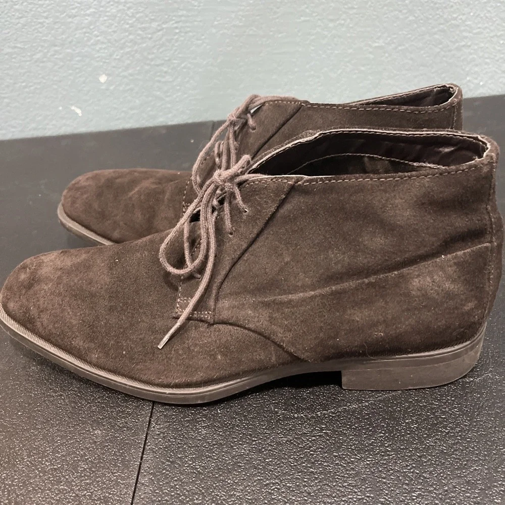 Calvin Klein Chukka Mens 9.5 Brown Ellias‎ Suede Lace Up Square Toe Ankle Boots
